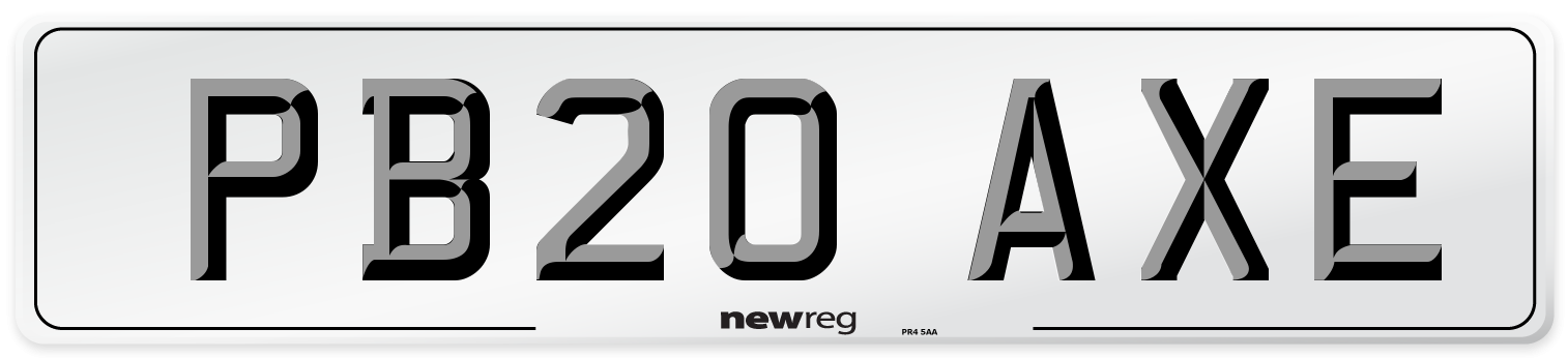 PB20 AXE Number Plate from New Reg